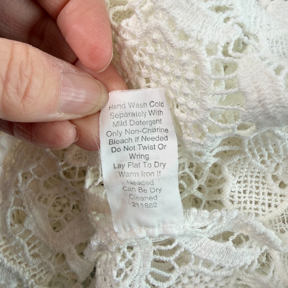 Sheer Floral Lace Crochet Top Sz S Ivory Sleeveless Boho Chic Cottage Country - Picture 9 of 9